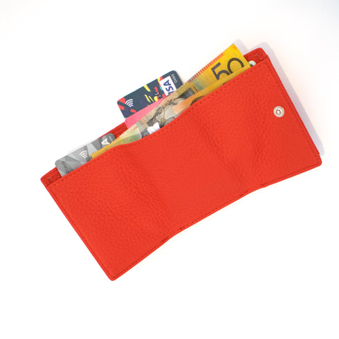 red small leather wallet